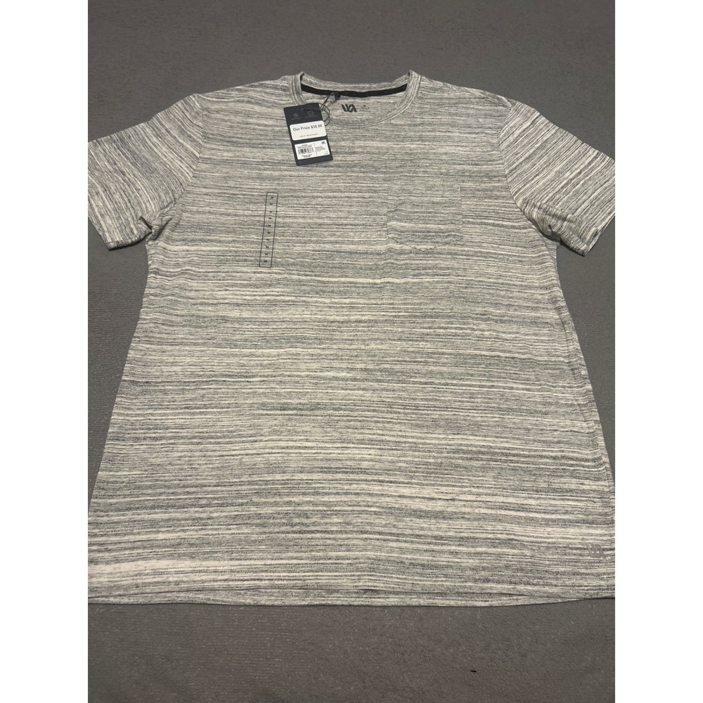 VRST Mens Essential Pocket Tee Silver Shadow Marble Space Dye Grey M NEW